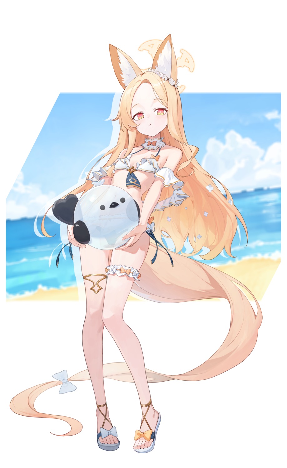 animal_ears, bikini, blue_archive, enokinoko1010, garter, halo, kitsune, swimsuits
