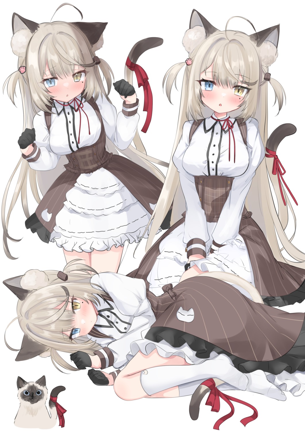 akahaneko, animal_ears, heterochromia, neko, nekomimi, tail