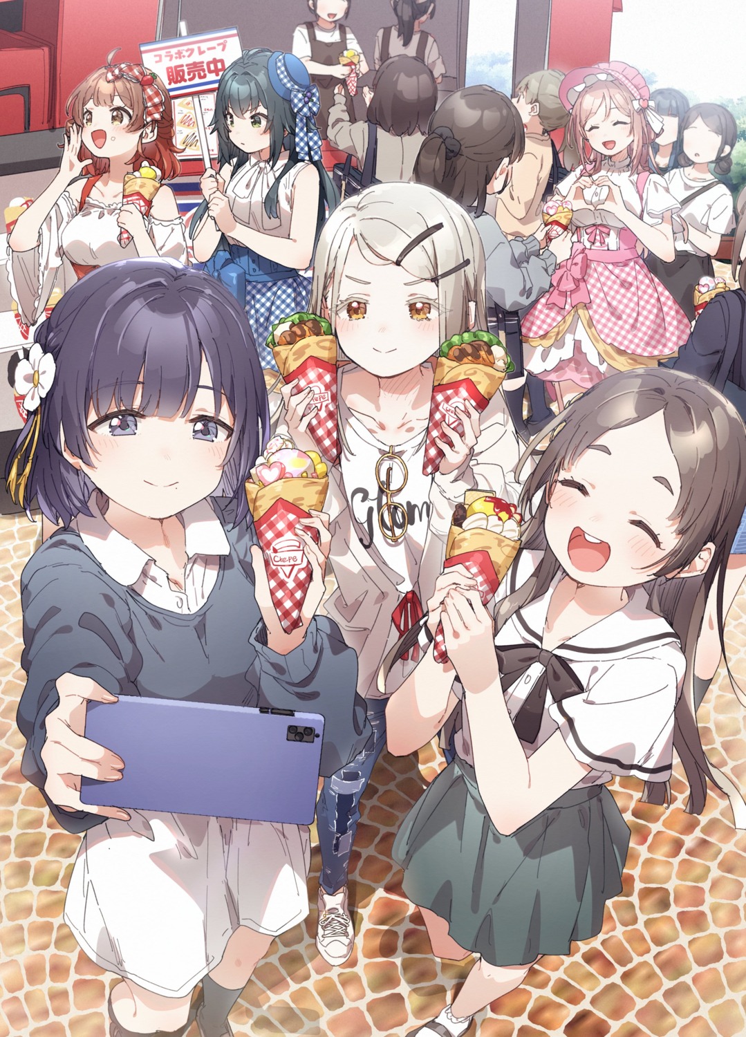 cream, gakuen_idolm@ster, hanami_ume, hataya_misuzu, himesaki_rinami, kuramoto_china, kusaka_shi, selfie