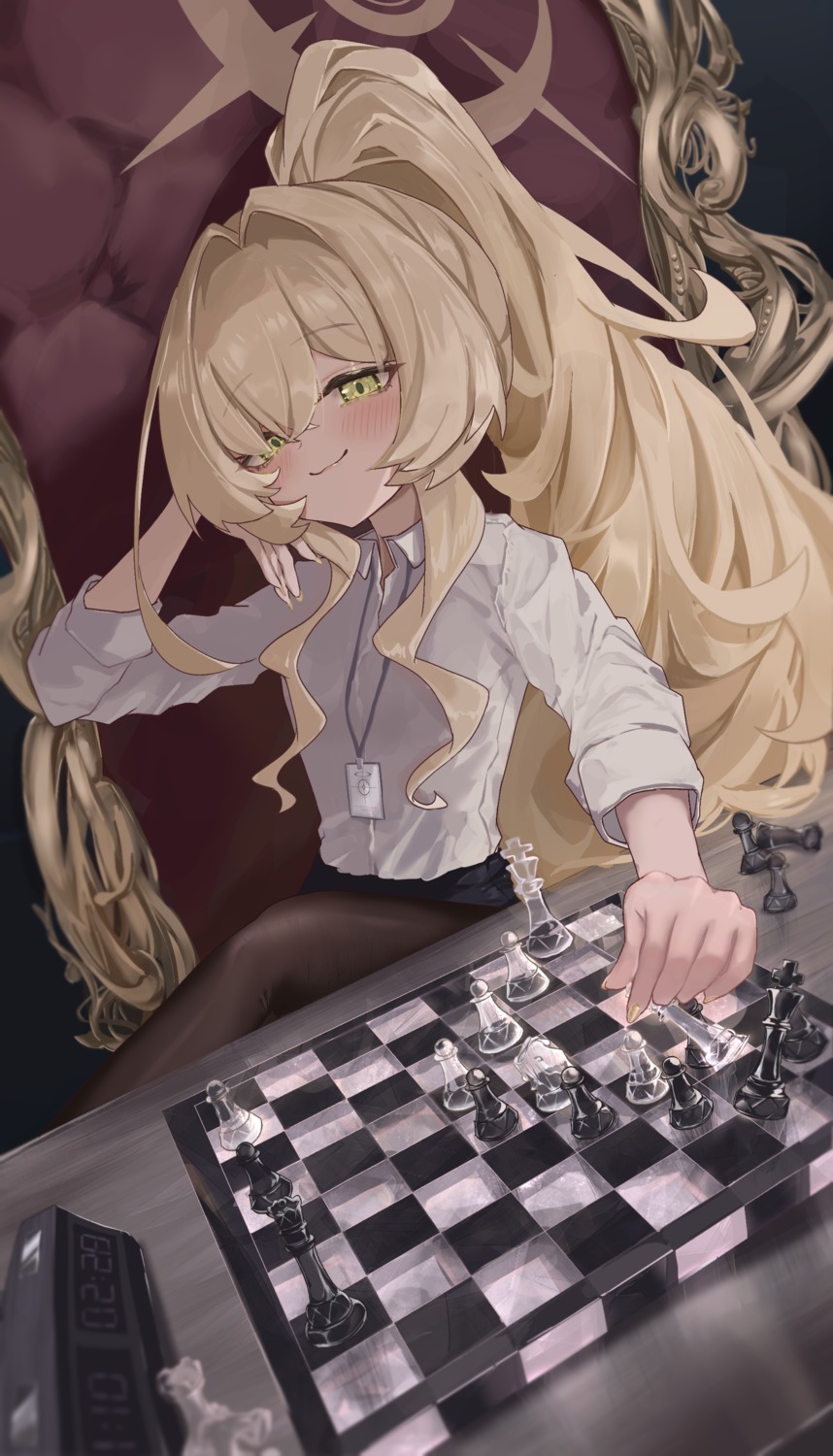 blue_archive, dress_shirt, halo, nekoplanetouo, pantyhose, professor_niyaniya
