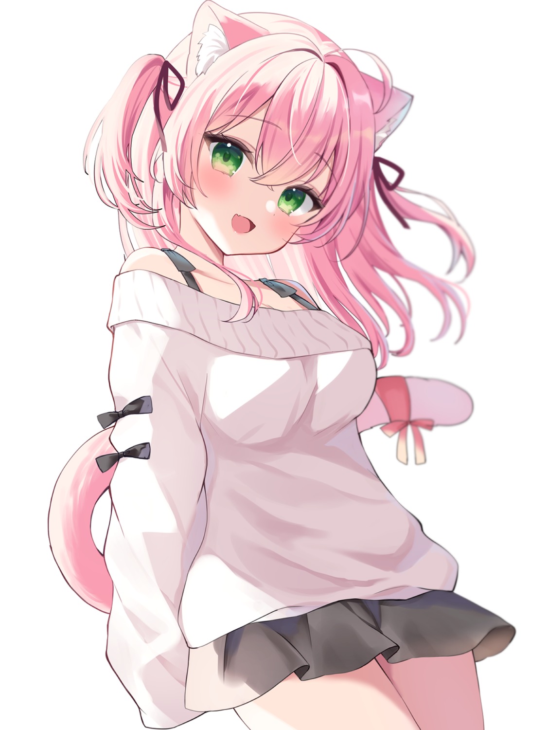 animal_ears, hamico, nekomimi, sweater, tail