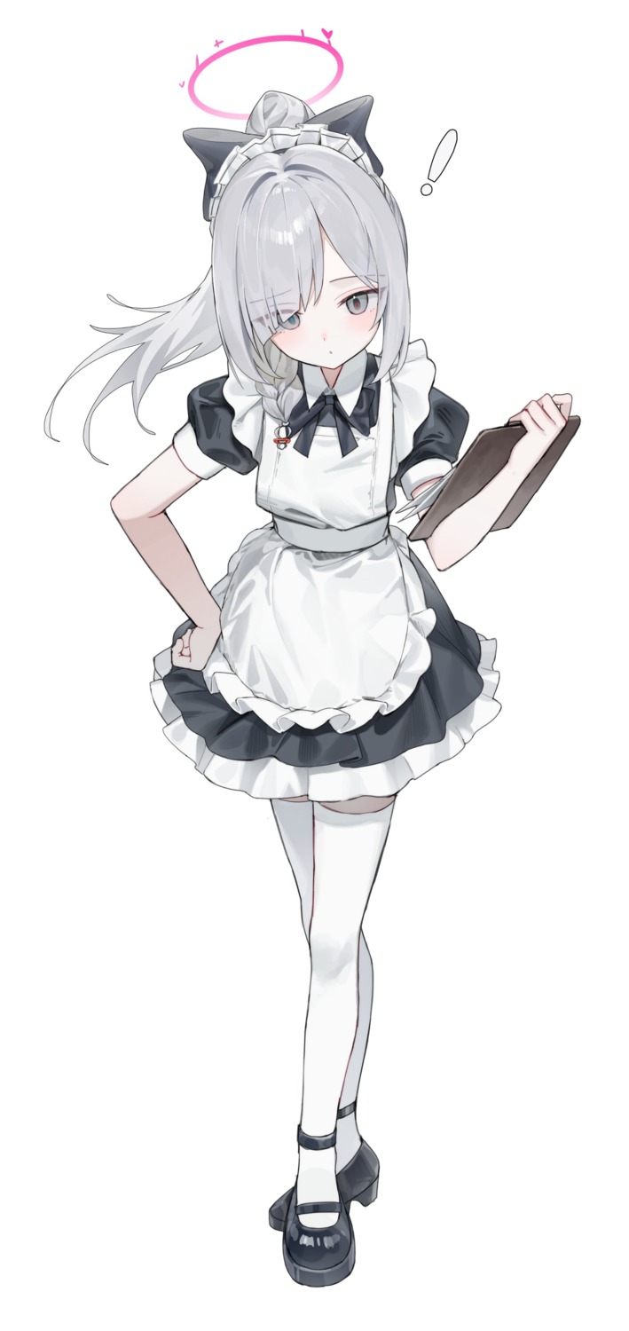arona_(blue_archive), blue_archive, halo, maid, plana_(blue_archive), sugar_(dndi888), thighhighs, waitress