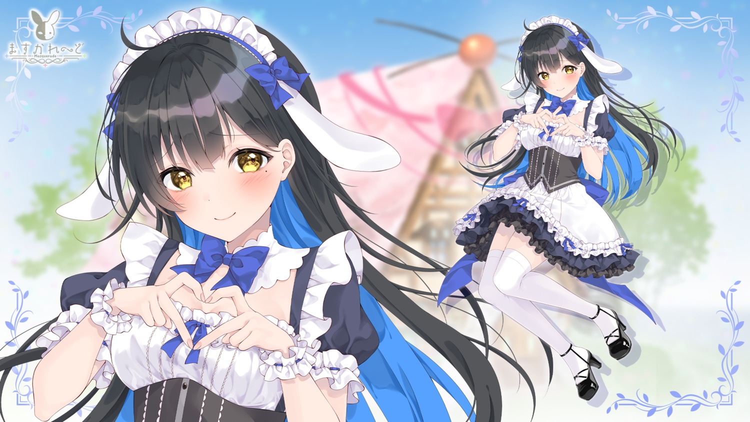 aibare_hinata, animal_ears, bunny_ears, heels, maid, masquerade, mogu_(au1127), skirt_lift