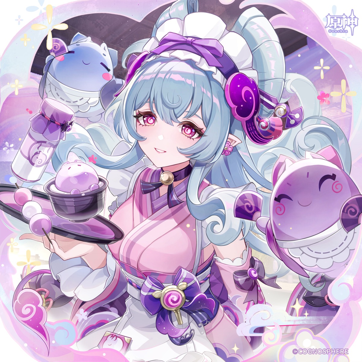 genshin_impact, maid, pointy_ears, tagme, tail, wa_maid, waitress, yumemizuki_mizuki