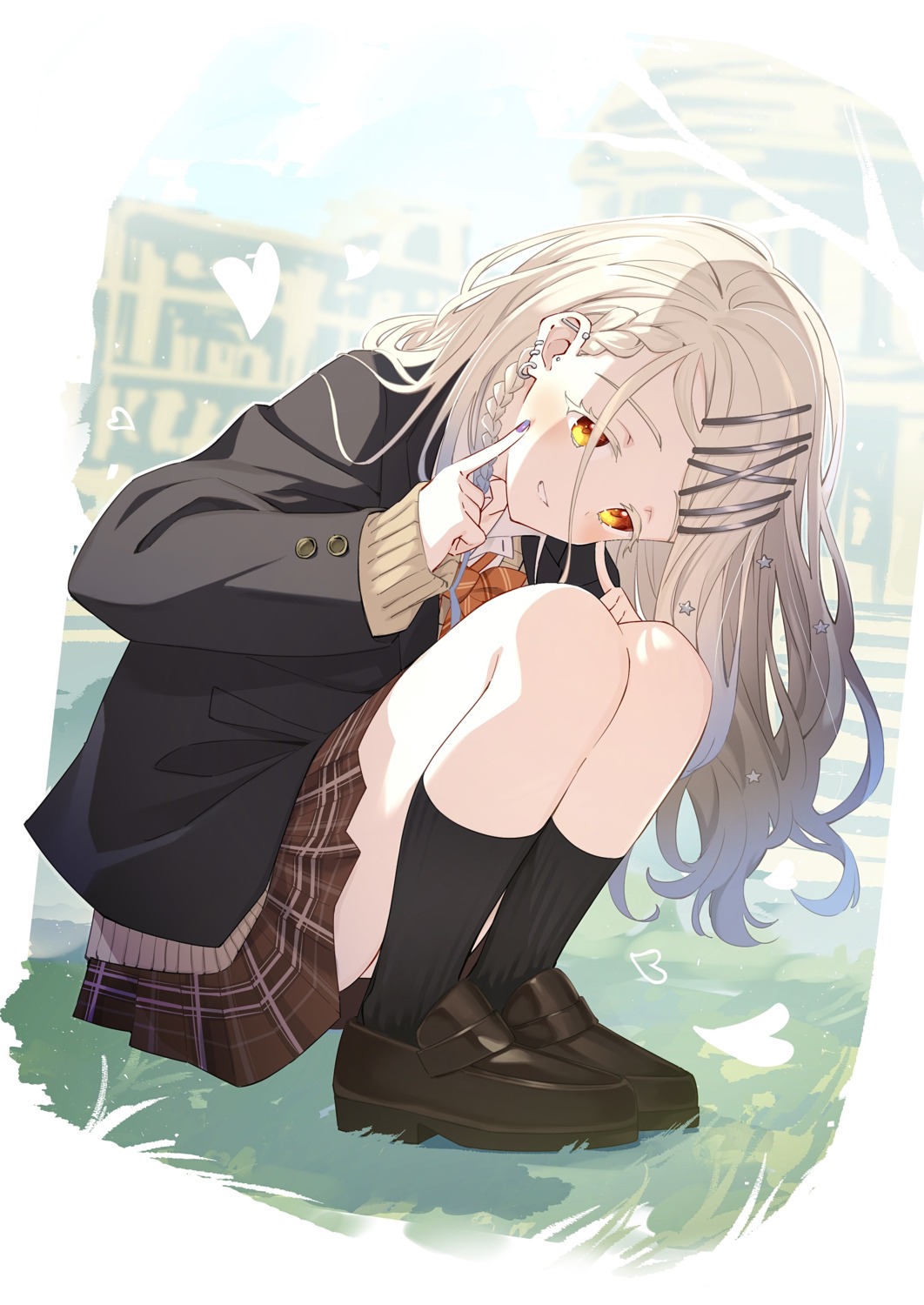 gakuen_idolm@ster, seifuku, shinosawa_hiro, skirt_lift, sweater, tamago_sando, the_idolm@ster