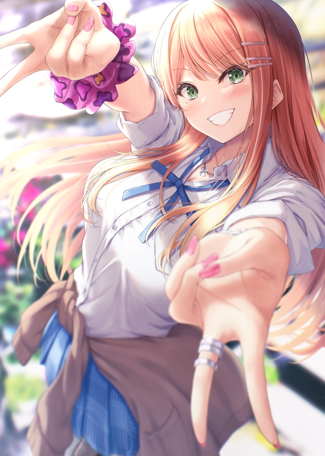 cleavage, gakuen_idolm@ster, seifuku, shiun_sumika, suien, sweater, the_idolm@ster
