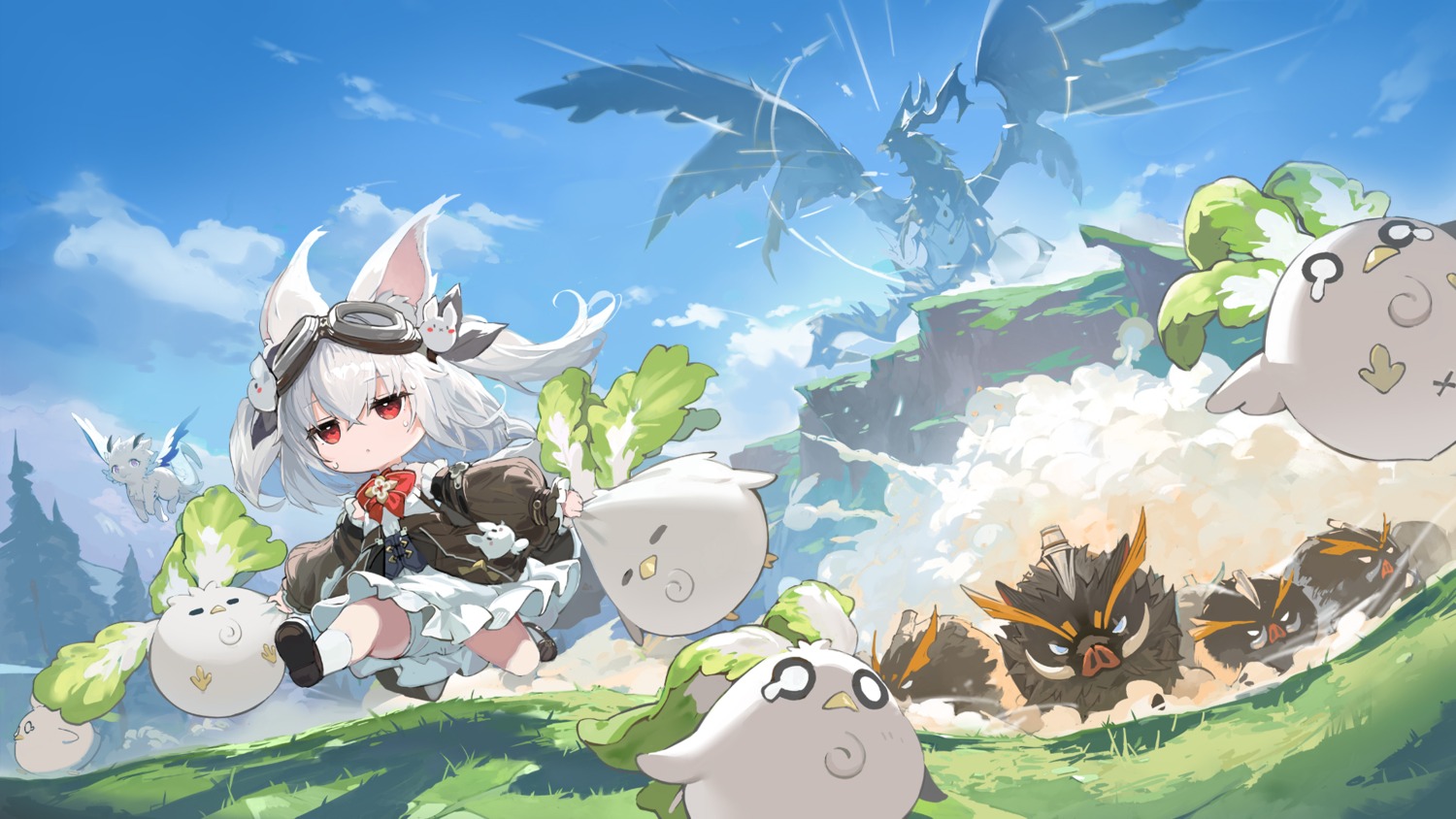 animal_ears, azur_promilia, monster, nono_(azur_promilia), skirt_lift, tagme, wallpaper