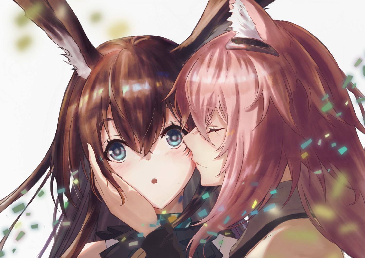 amiya_(arknights), animal_ears, arknights, bunny_ears, gravel_(arknights), wn_(wani-noko), yuri