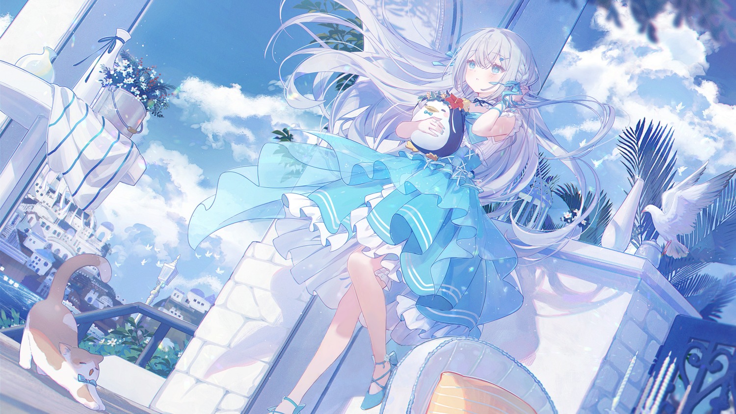 detexted, dress, neko, penguin, skirt_lift, umehara_sei