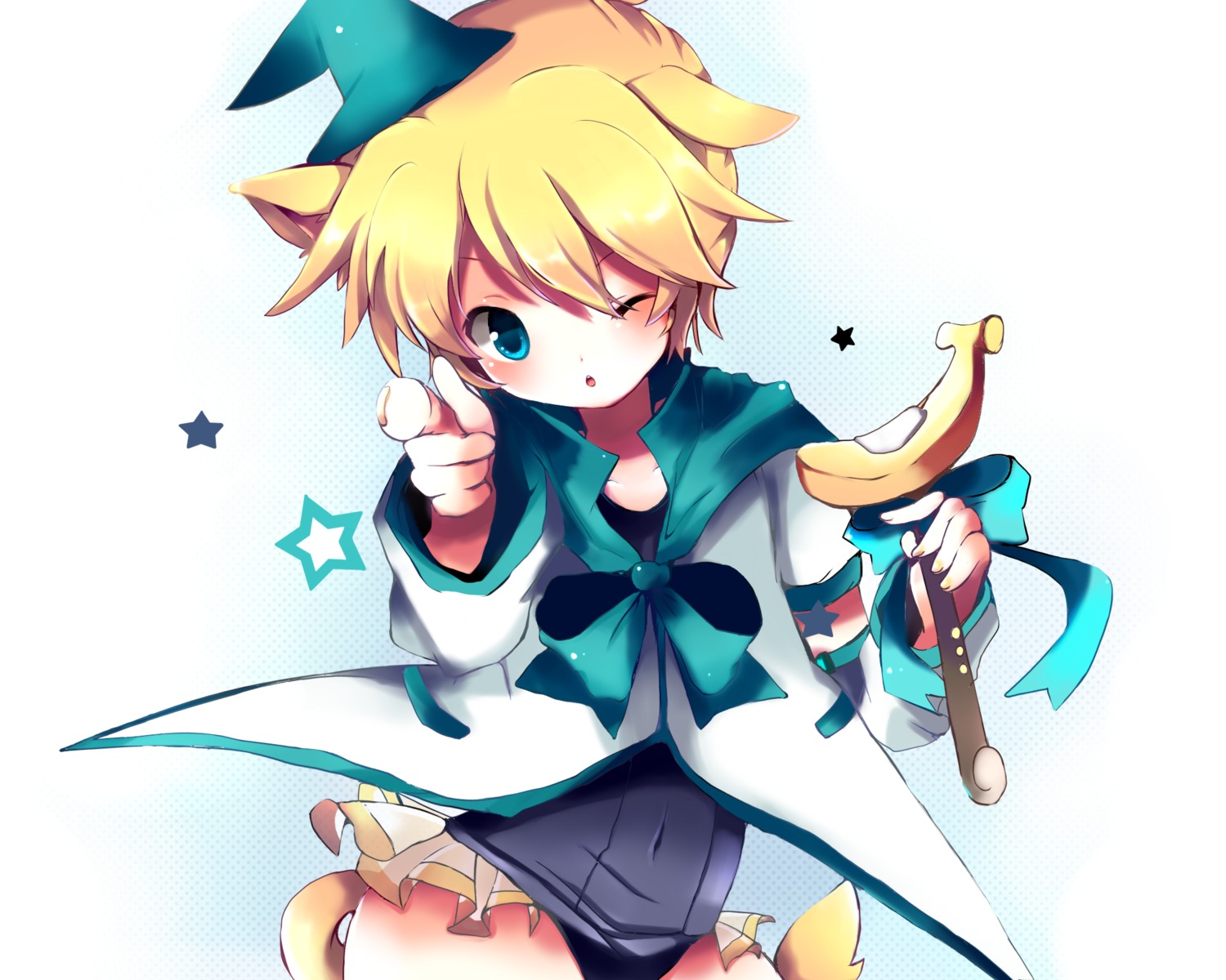 animal_ears, kagamine_len, male, suzugo@erorin, swimsuits, tail, trap, vocaloid