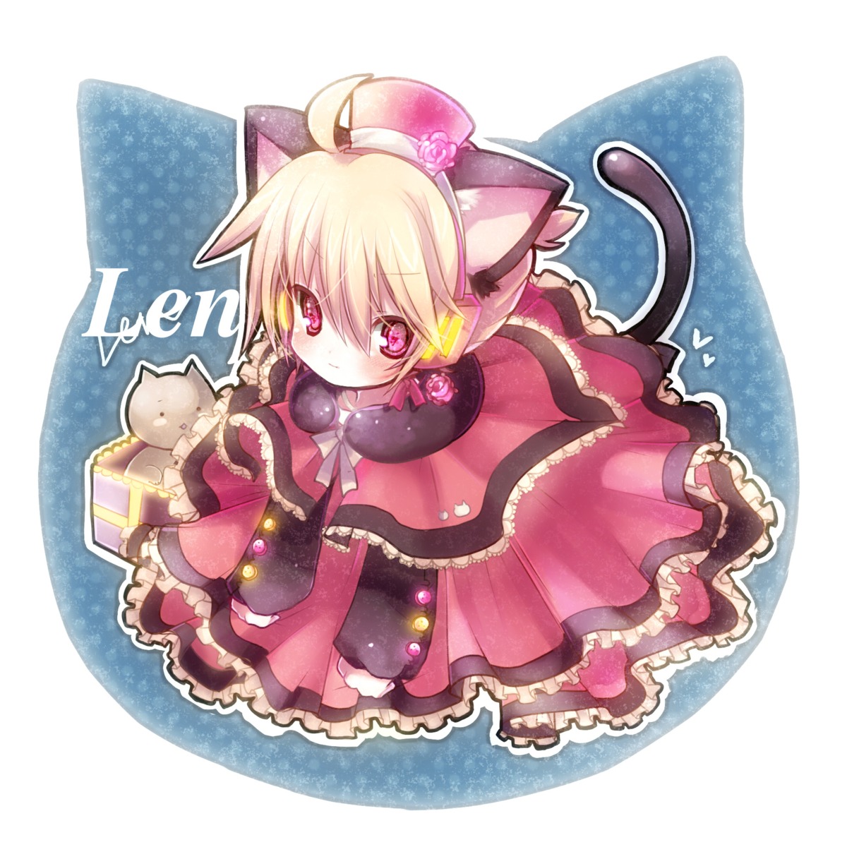 animal_ears, dress, kagamine_len, lolita_fashion, suzugo@erorin, tail, trap, vocaloid