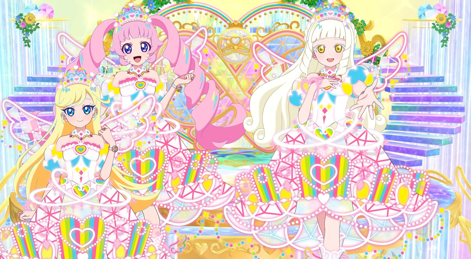 aozora_himari, dress, himitsu_no_aipri, hoshikawa_mitsuki, no_bra, suzukaze_tsumugi, tagme, takara_tomy_arts