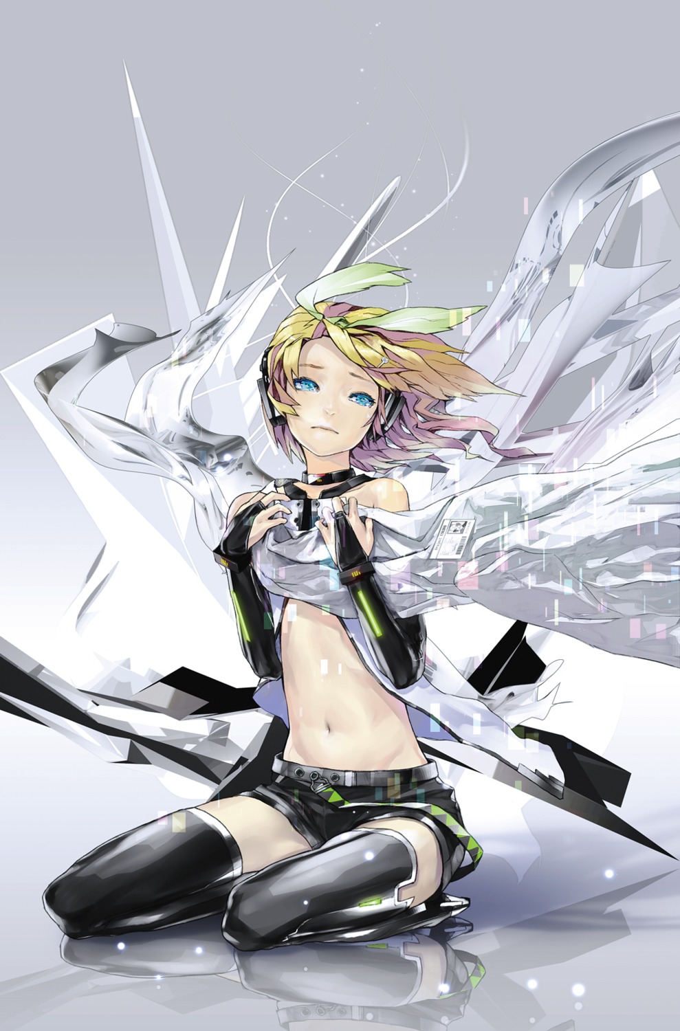 kagamine_rin, kokoro_(vocaloid), redjuice, thighhighs, vocaloid