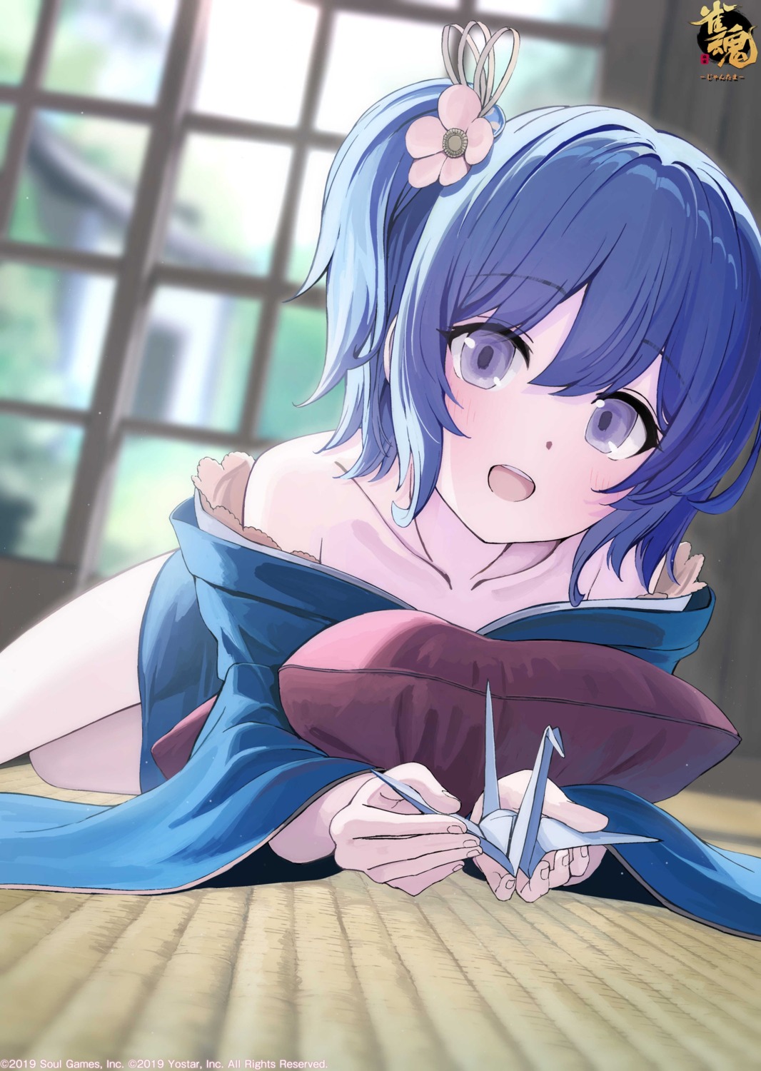 kimono, majsoul, mikisai, nanami_reina, no_bra, open_shirt