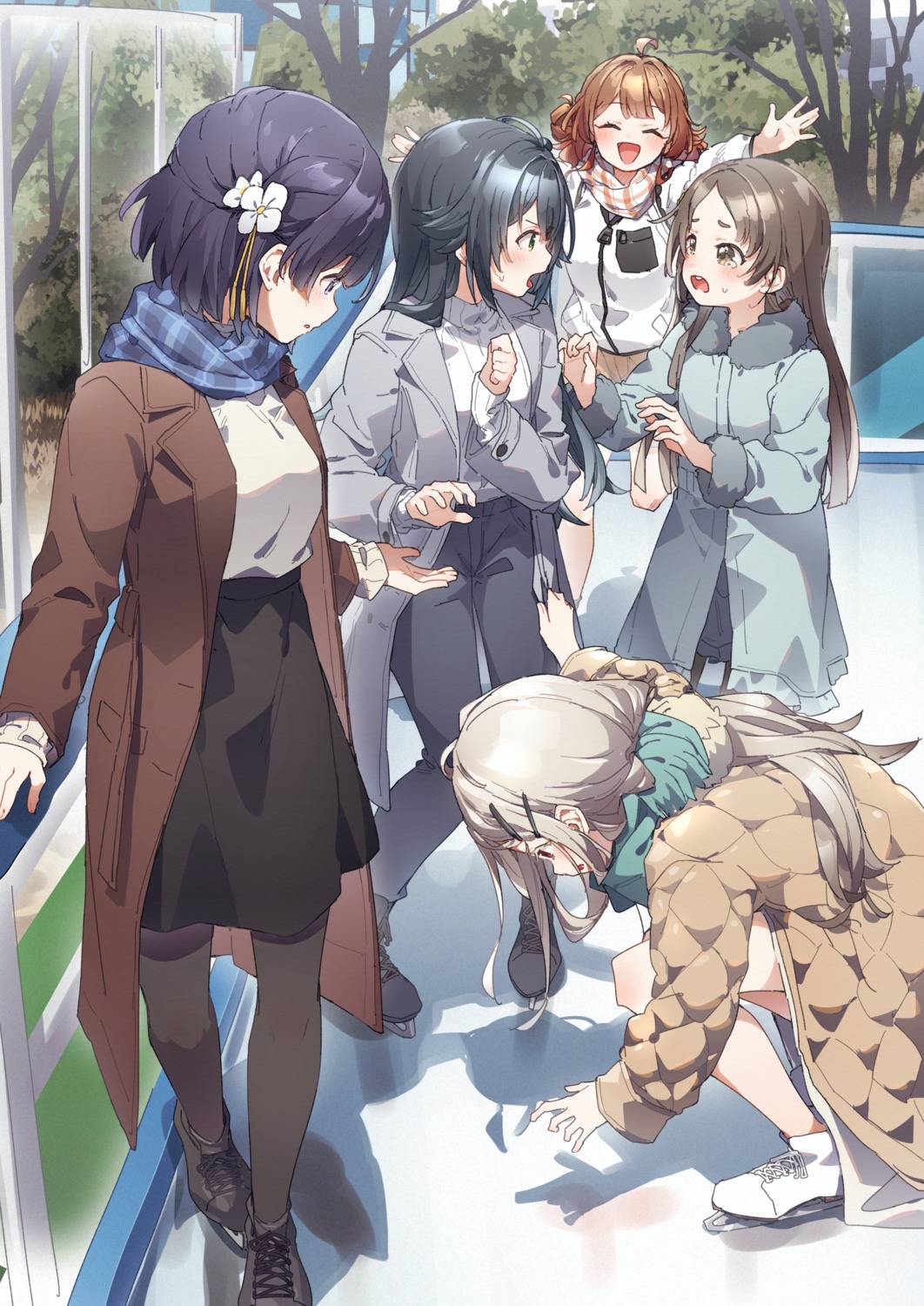 gakuen_idolm@ster, hanami_ume, hataya_misuzu, ice_skating, kuramoto_china, kusaka_shi, pantyhose, shinosawa_hiro