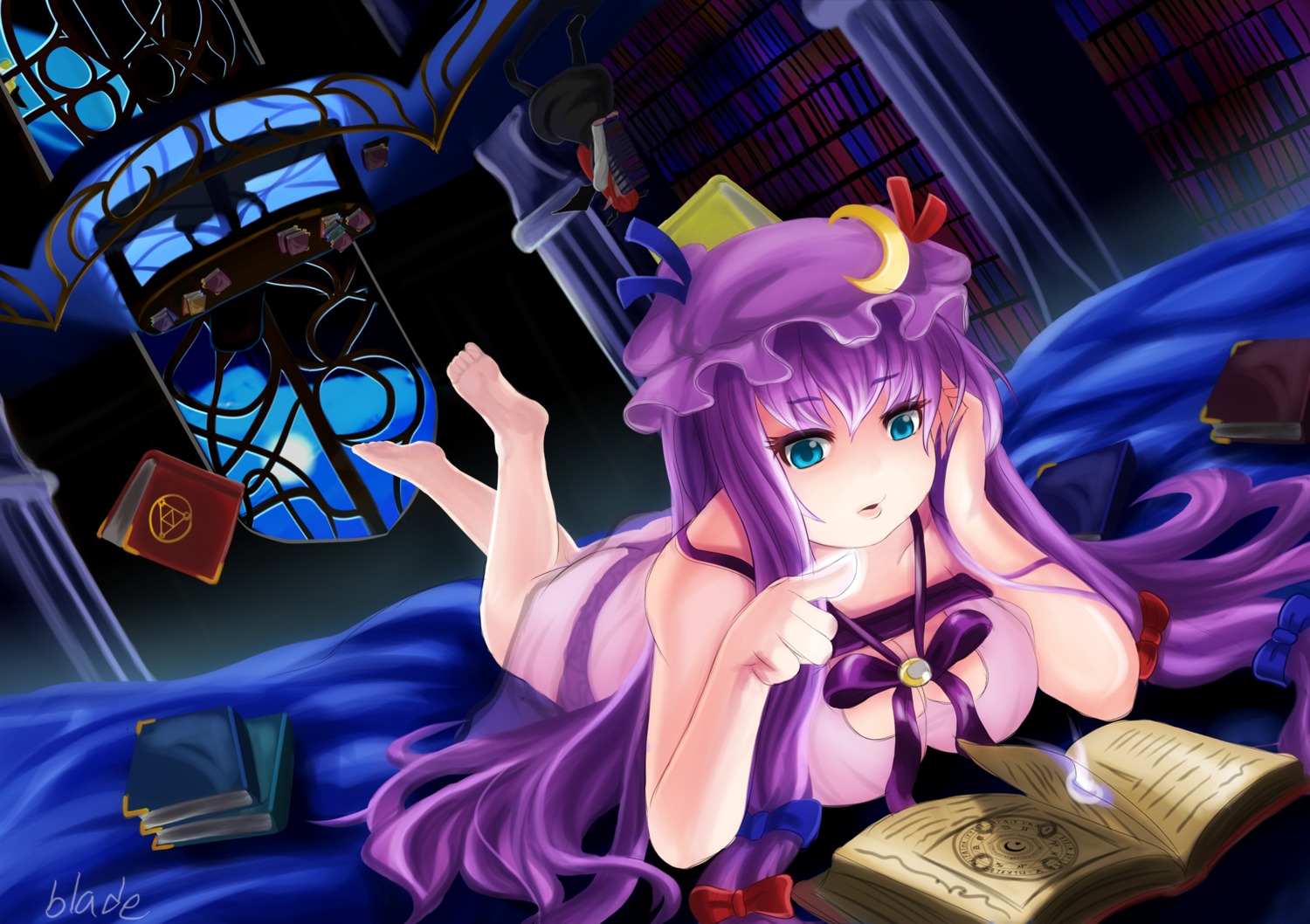 patchouli_knowledge, qblade, touhou