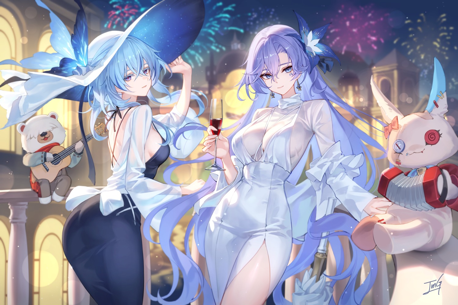 baek_hyang, cantarella, dress, no_bra, see_through, shorekeeper, tattoo, wuthering_waves
