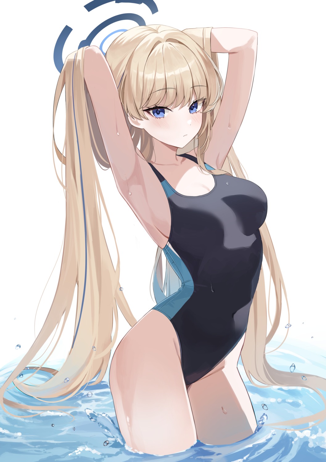 asuma_toki, blue_archive, halo, nannung, swimsuits, wet