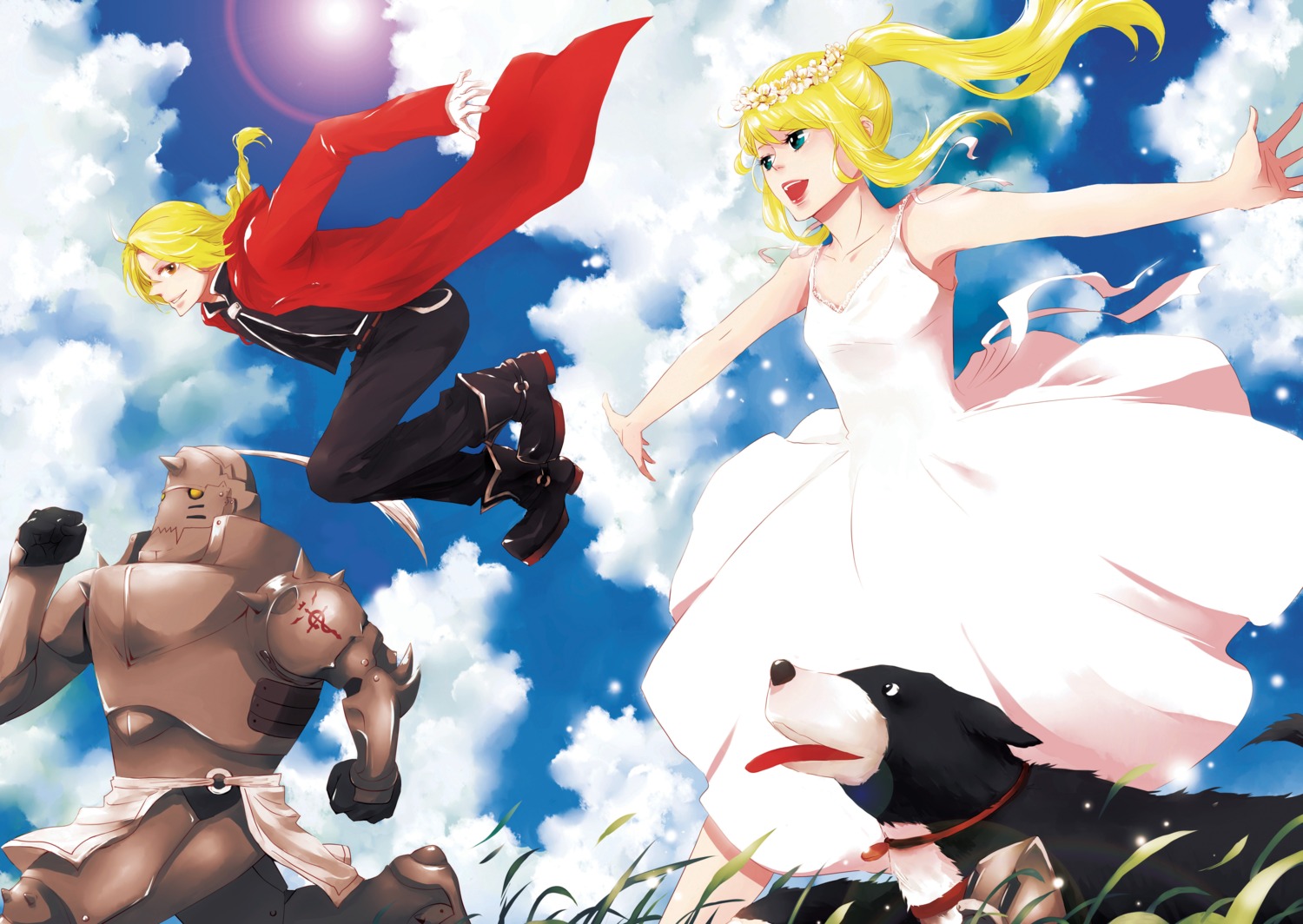 alphonse_elric, astro-g, den_(fma), dress, edward_elric, fullmetal_alchemist, winry_rockbell