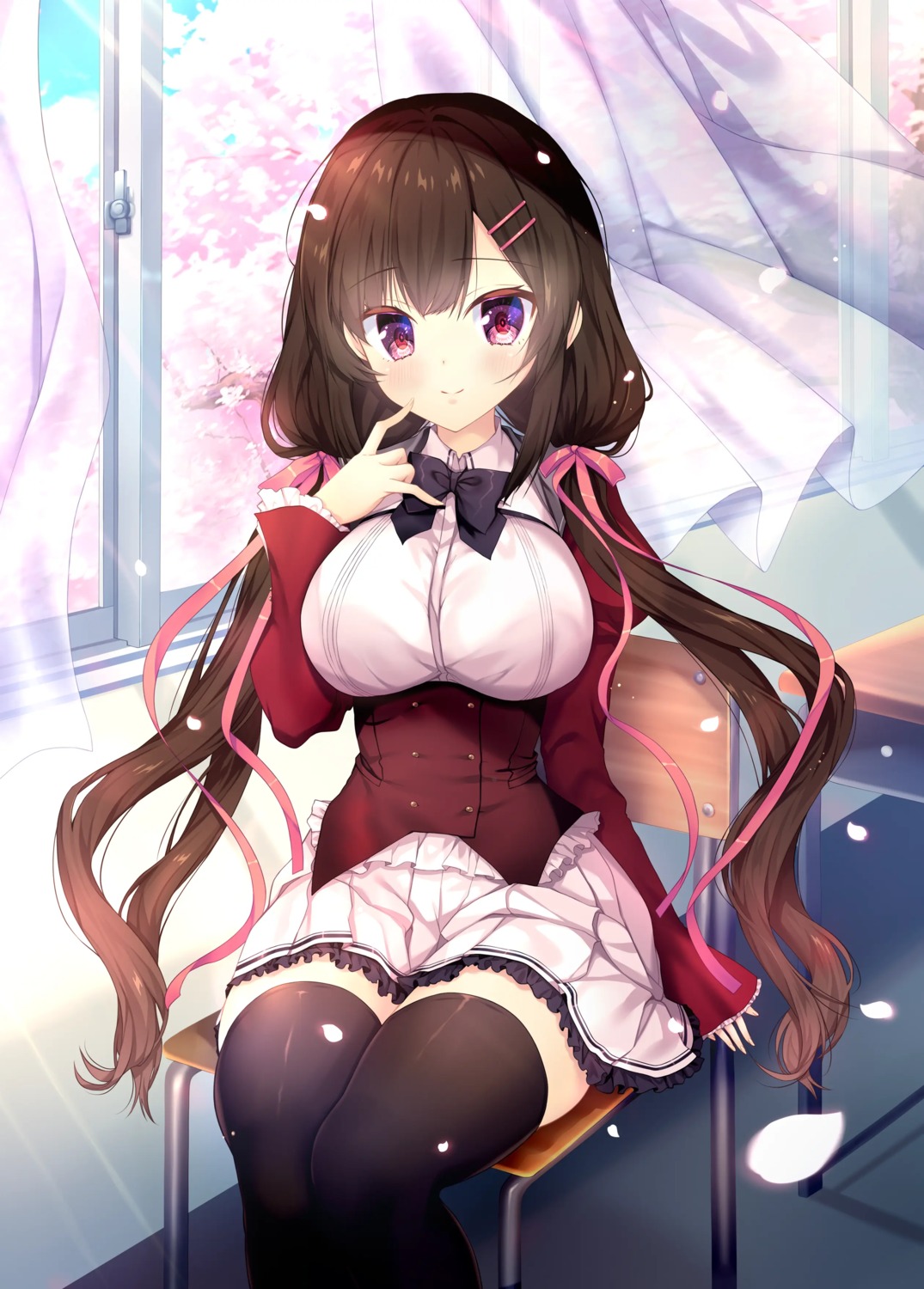 ayase_kanade, ayuma_sayu, hanagane_kanade_*_gram, nanawind, seifuku, skirt_lift, thighhighs