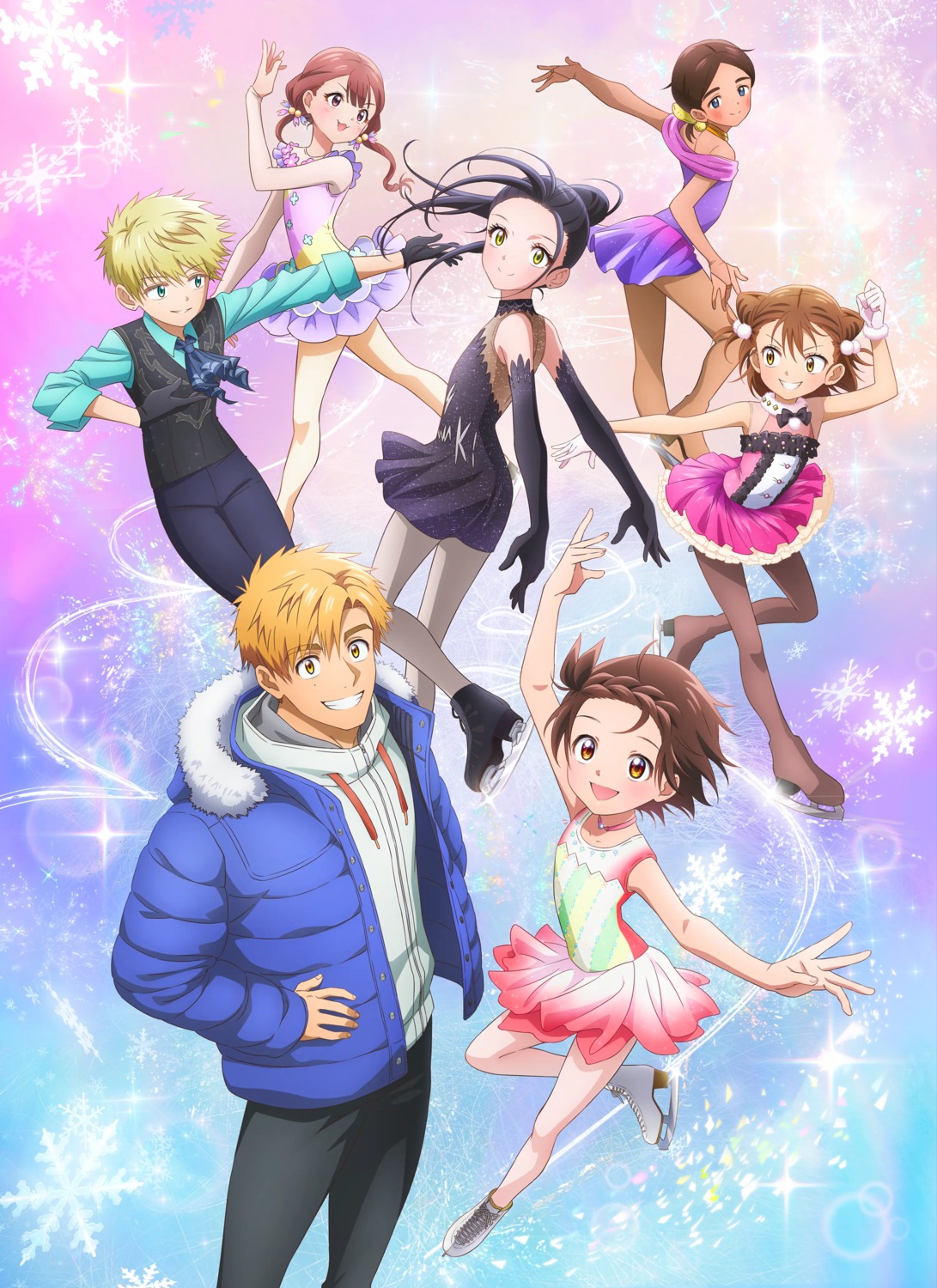 akeuraji_tsukasa, dress, ice_skating, kamisaki_hikaru, kamoto_suzu, medalist, miketa_ryouka, pantyhose