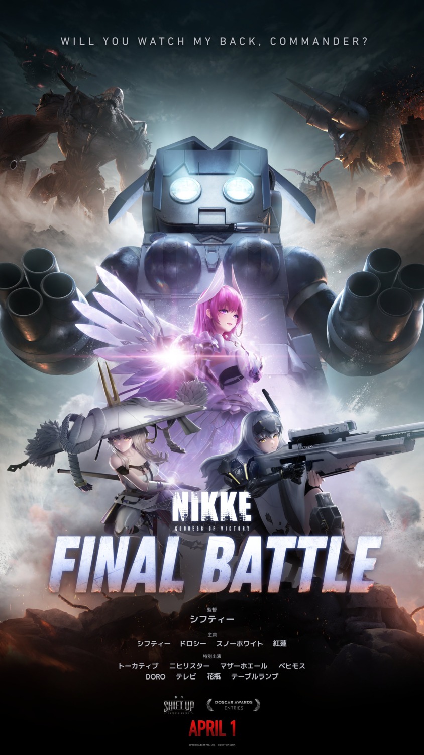 dorothy_(nikke), dress, goddess_of_victory:_nikke, gun, mecha, scarlet_(nikke), snow_white_(nikke), sword