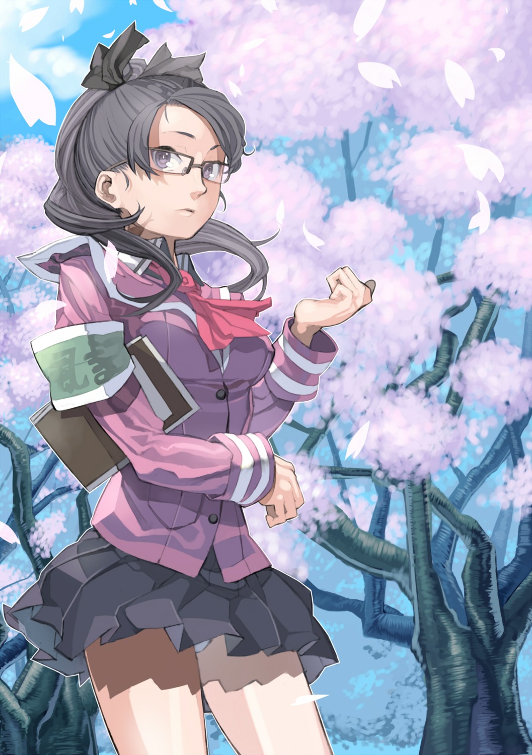 kurumayama, megane, pantsu, seifuku