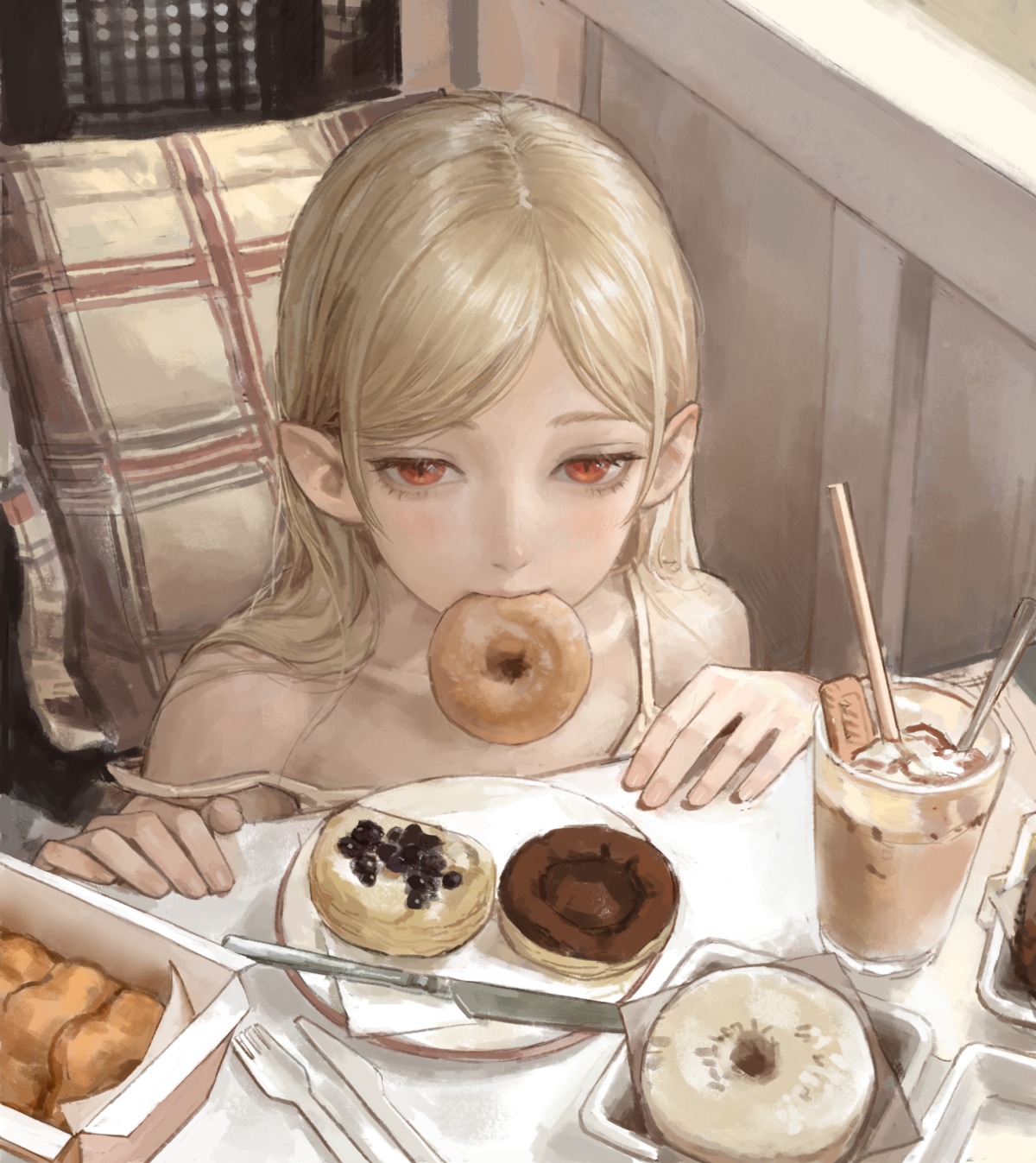 kizumonogatari, monogatari_(series), no_bra, oshino_shinobu, pointy_ears, solipsist