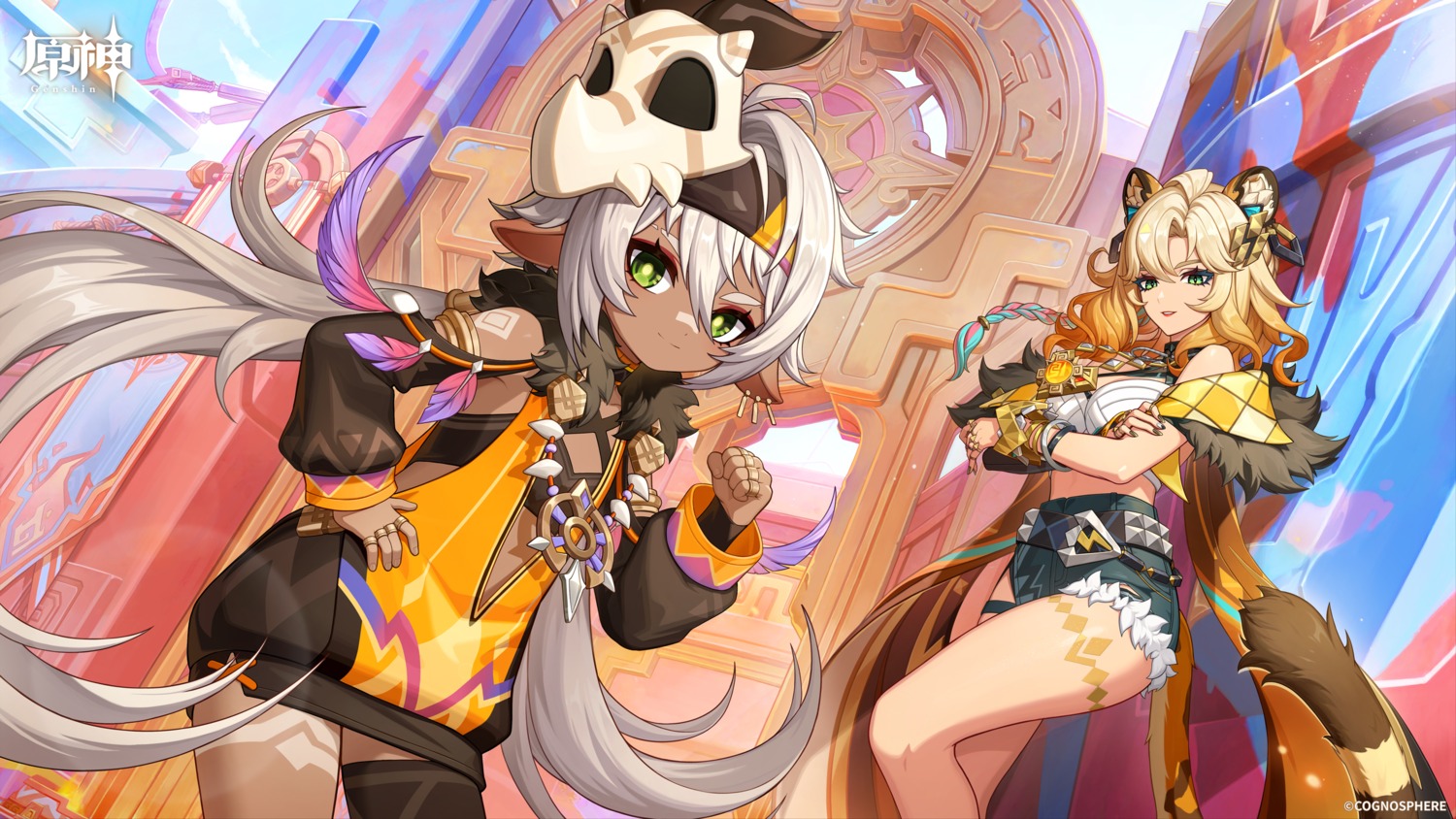 animal_ears, genshin_impact, iansan, pointy_ears, tagme, tail, tattoo, thighhighs, wallpaper, xilonen