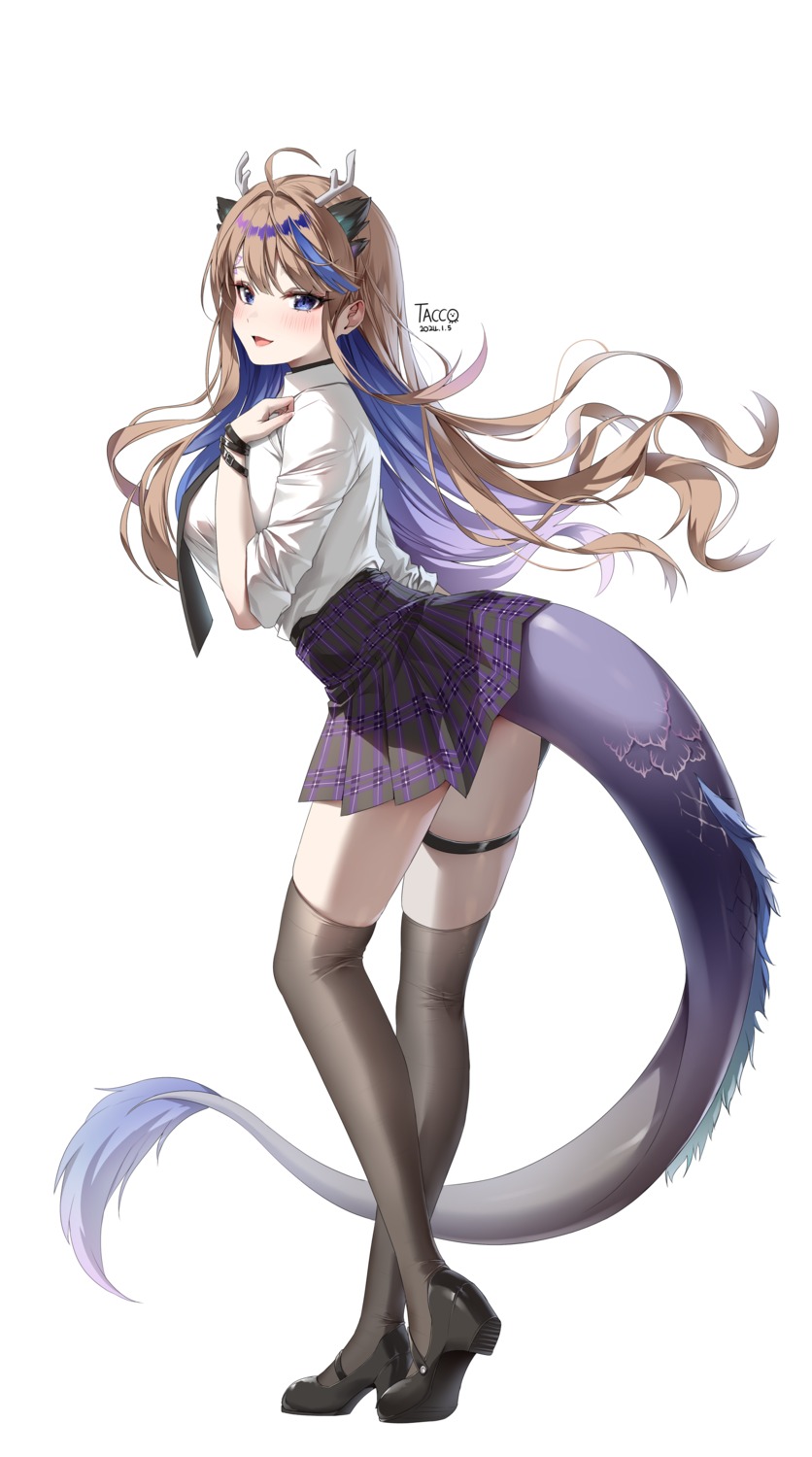 airi_kanna, garter, heels, horns, skirt_lift, stellive, tacco_(tikeworld), tail