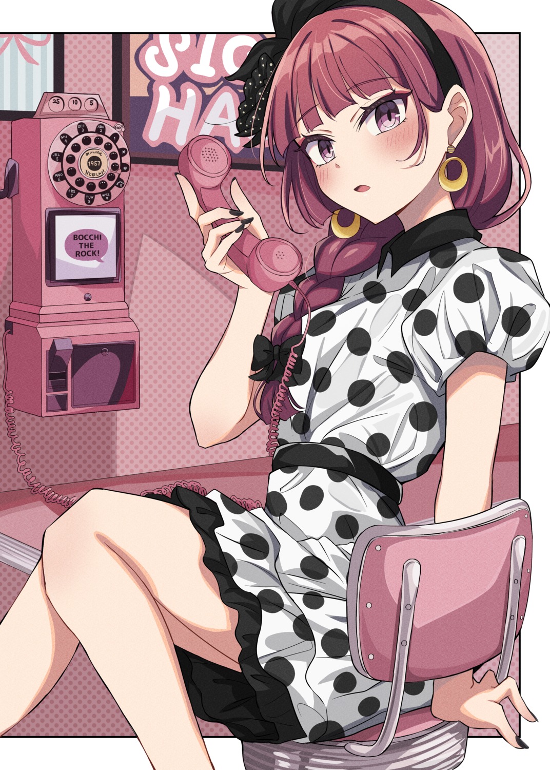 bocchi_the_rock!, dress, hiroi_kikuri, meiji_(meizi493), skirt_lift