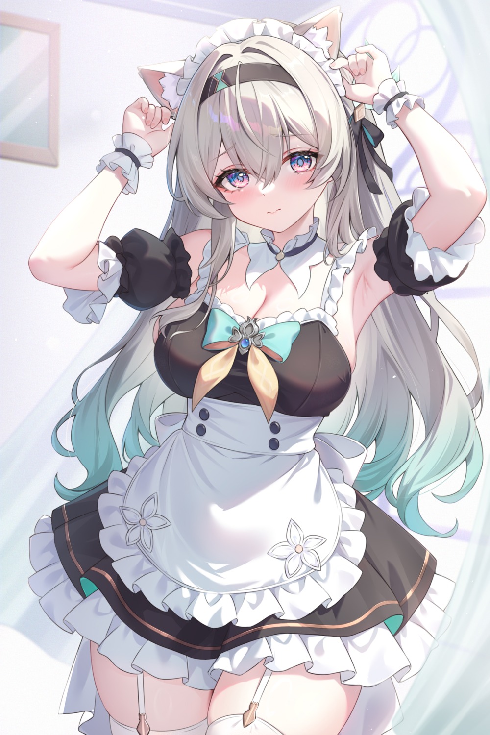 animal_ears, firefly, honkai:_star_rail, kuroida, maid, nekomimi, stockings, thighhighs