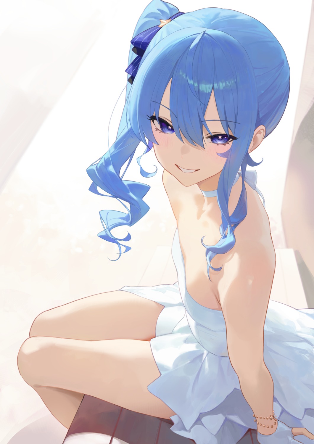 dress, hololive, hoshimachi_suisei, no_bra, serelith