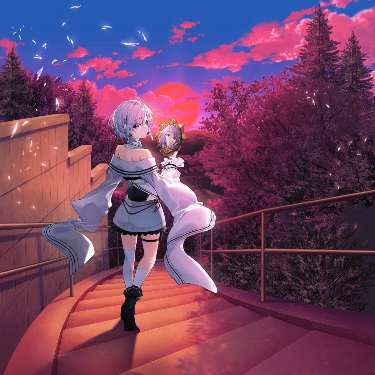 garter, japanese_clothes, kogado, landscape, no_bra, tagme, thighhighs