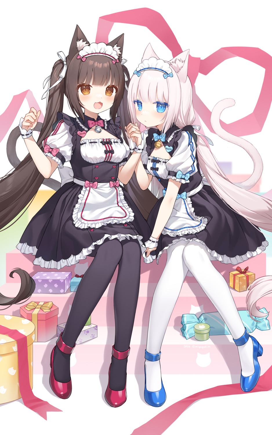 animal_ears, chocola, heels, maid, miyayoki, nekomimi, nekopara, skirt_lift