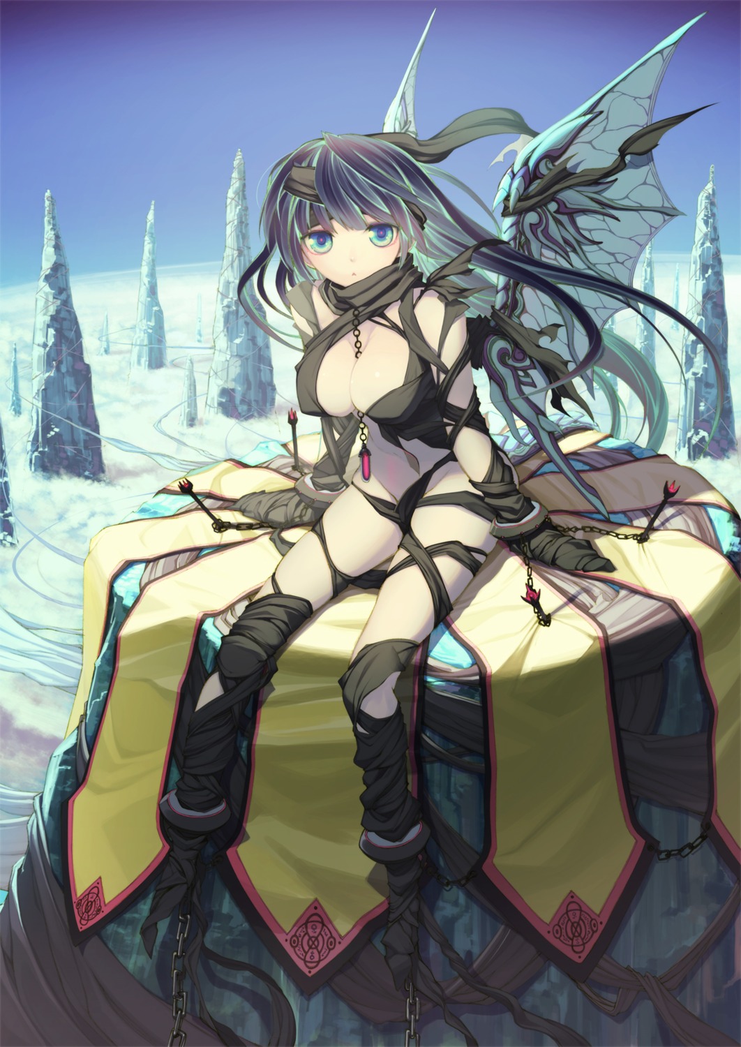 calendar, cleavage, kimura_daisuke, wings
