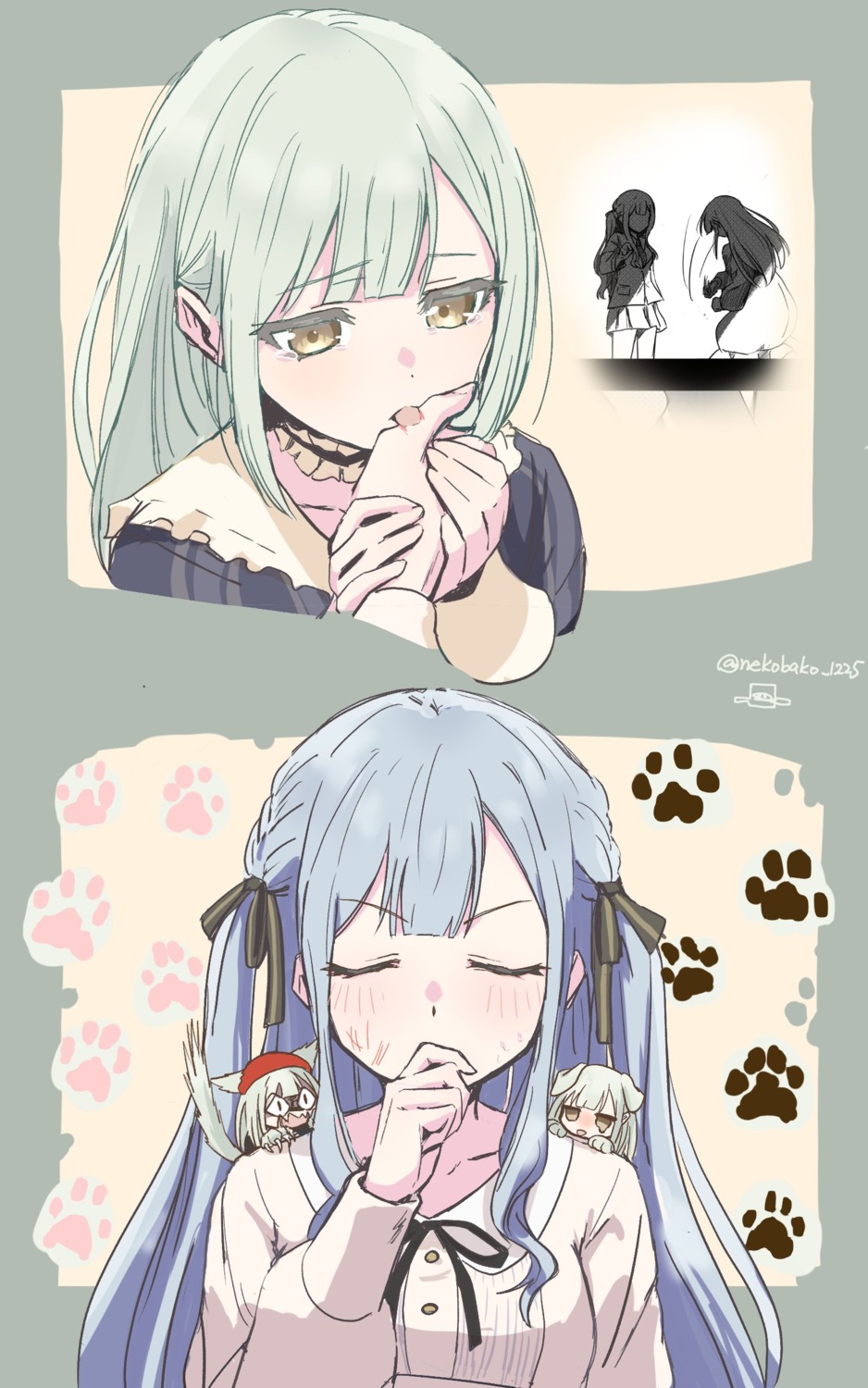 animal_ears, bang_dream!, bang_dream!_ave_mujica, chibi, inumimi, nekomimi, omochi_inu_nekobako, seifuku