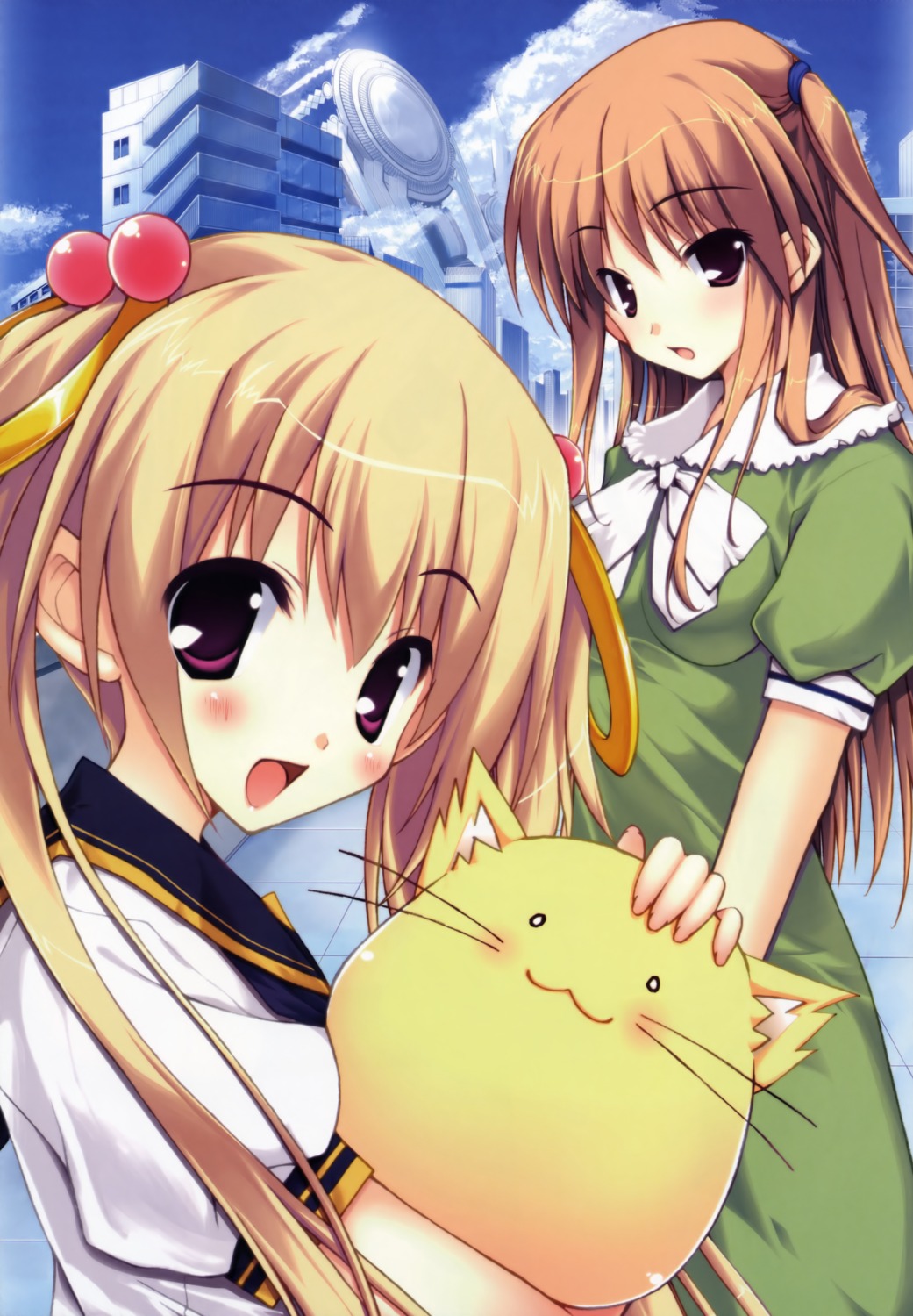 amane_sou, elle_prier, etoiles, kadoma_konomi, kino_madoka, neko, seifuku