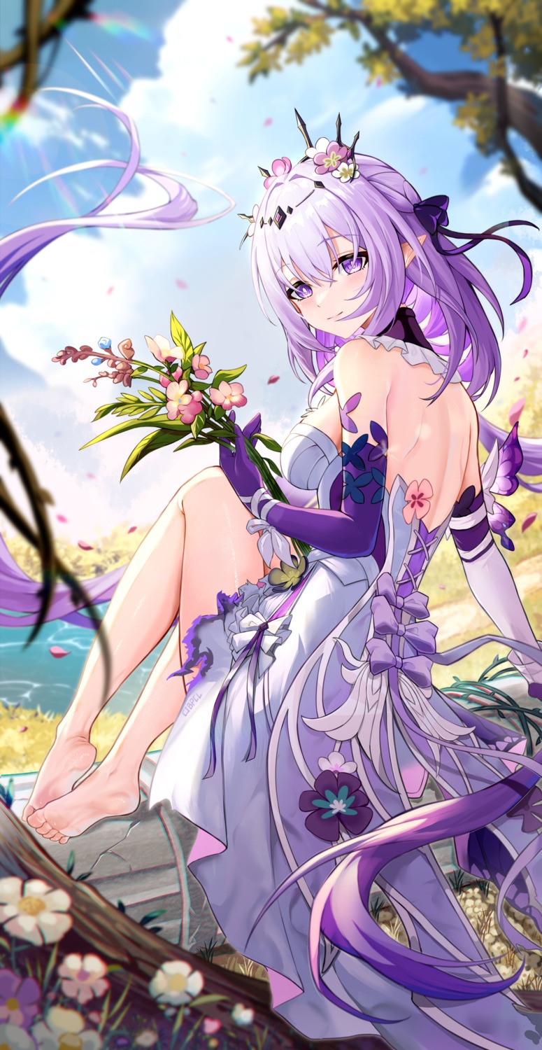 bupa_chila, castorice, dress, honkai:_star_rail, no_bra, pointy_ears