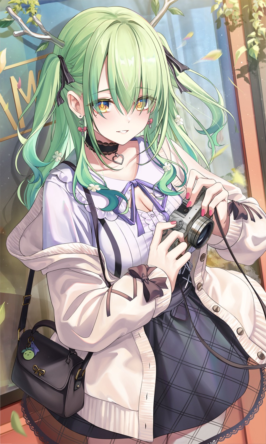 aoi_13, ceres_fauna, cleavage, hololive, hololive_english, horns, see_through, sweater