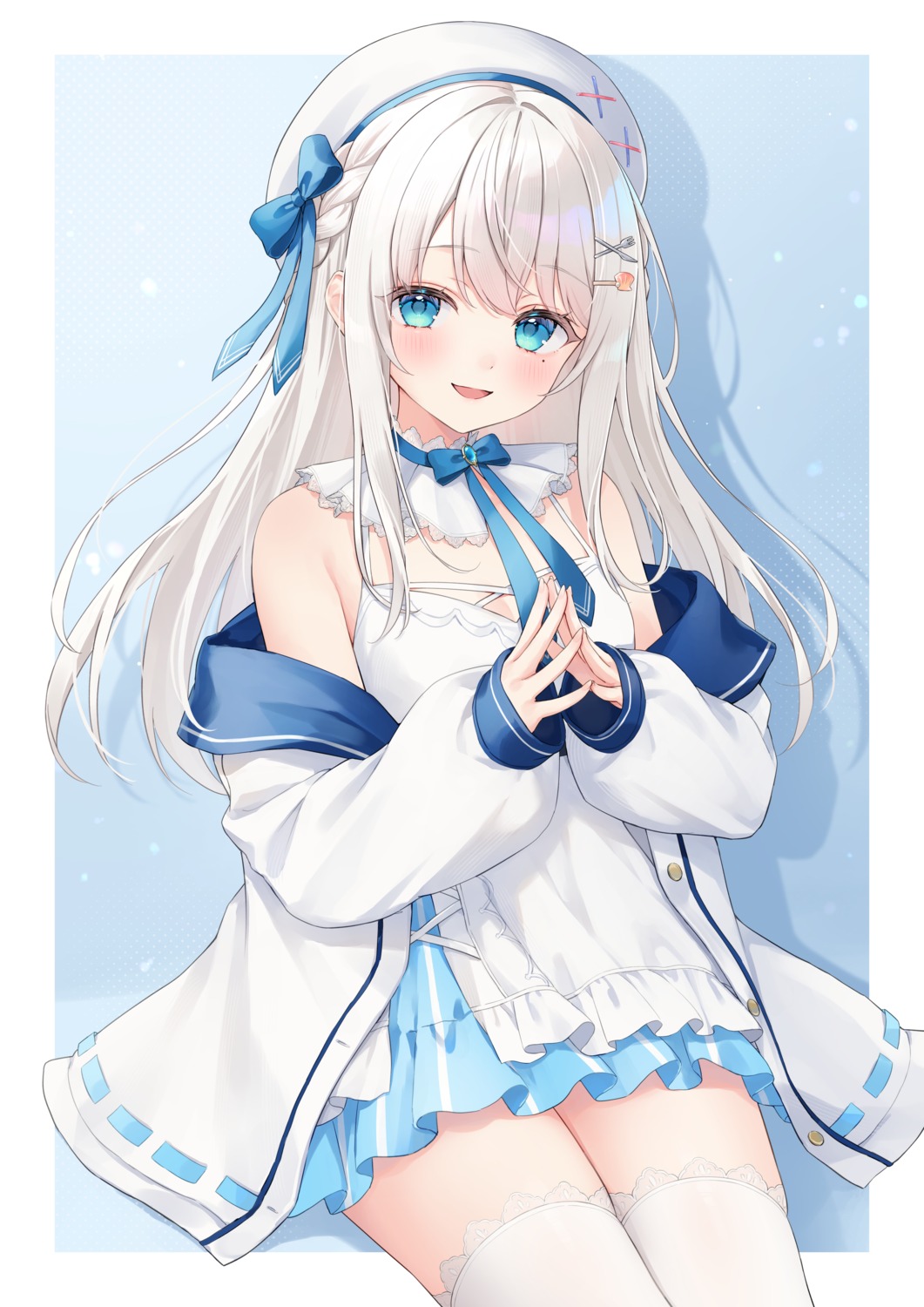 dress, indie_virtual_youtuber, nagino_mashiro, shano_hiyori, thighhighs
