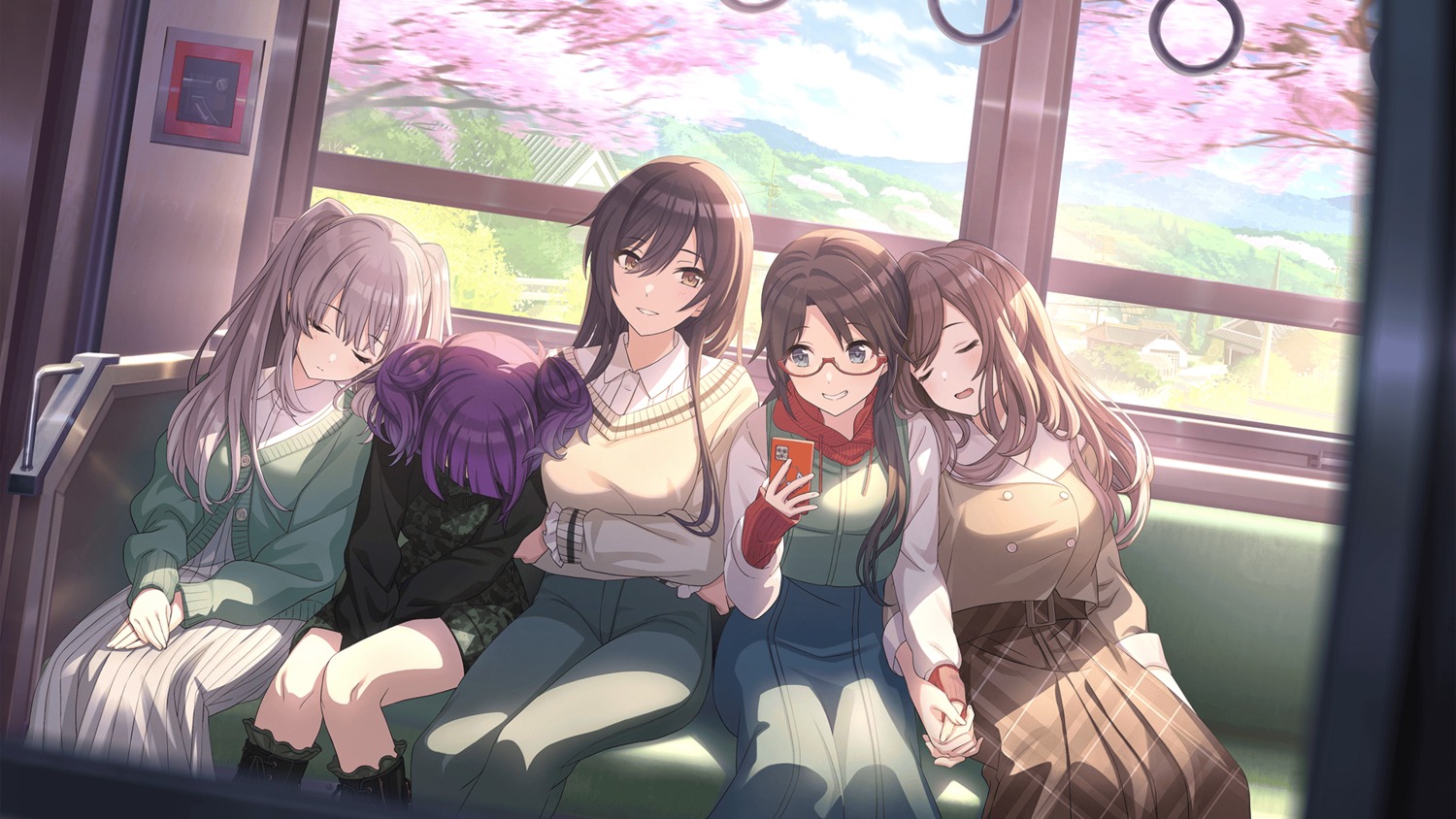 dress, im@ssc_kaihatsu_team, megane, mitsumine_yuika, shirase_sakuya, sweater, tanaka_mamimi, the_idolm@ster, the_idolm@ster_shiny_colors, tsukioka_kogane, wallpaper, yuri, yuukoku_kiriko