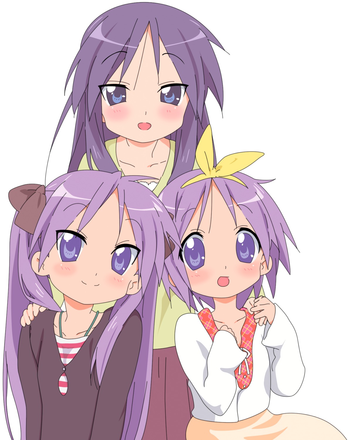 hiiragi_kagami, hiiragi_miki, hiiragi_tsukasa, lucky_star, vector_trace