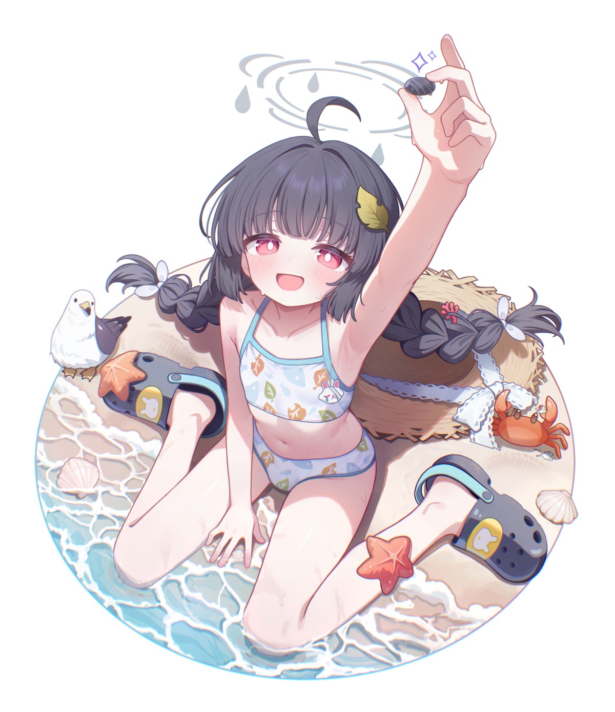 bikini, blue_archive, halo, kasumizawa_miyu, kohaku_rinne, swimsuits, wet