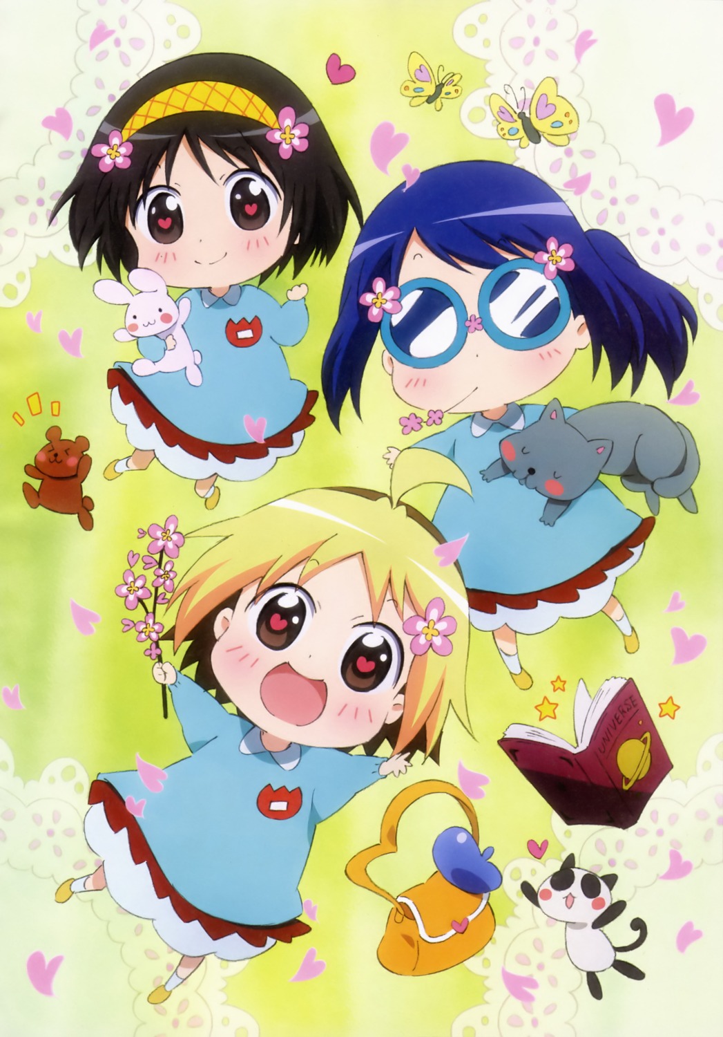 anzu_(hanamaru_youchien), hanamaru_youchien, hiiragi_(hanamaru_youchien), koume, megane, neko