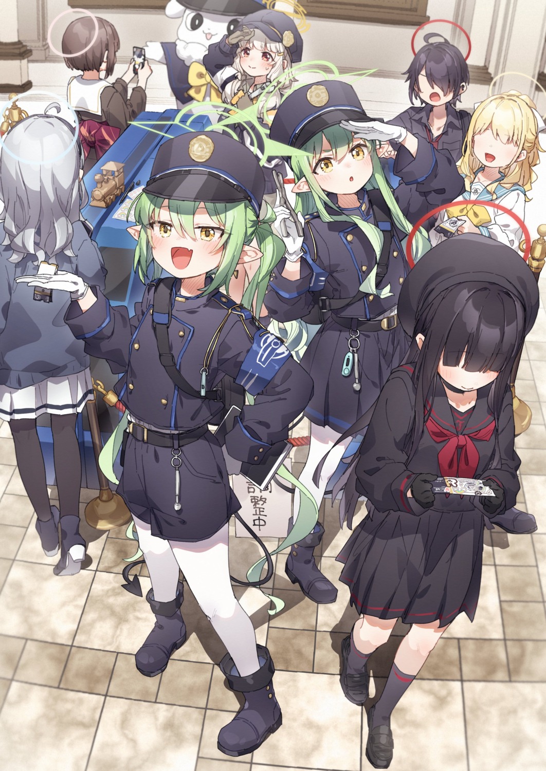 blue_archive, halo, justice_realization_committee_member, kusaka_shi, millennium_science_school_student, pantyhose, pointy_ears, seifuku