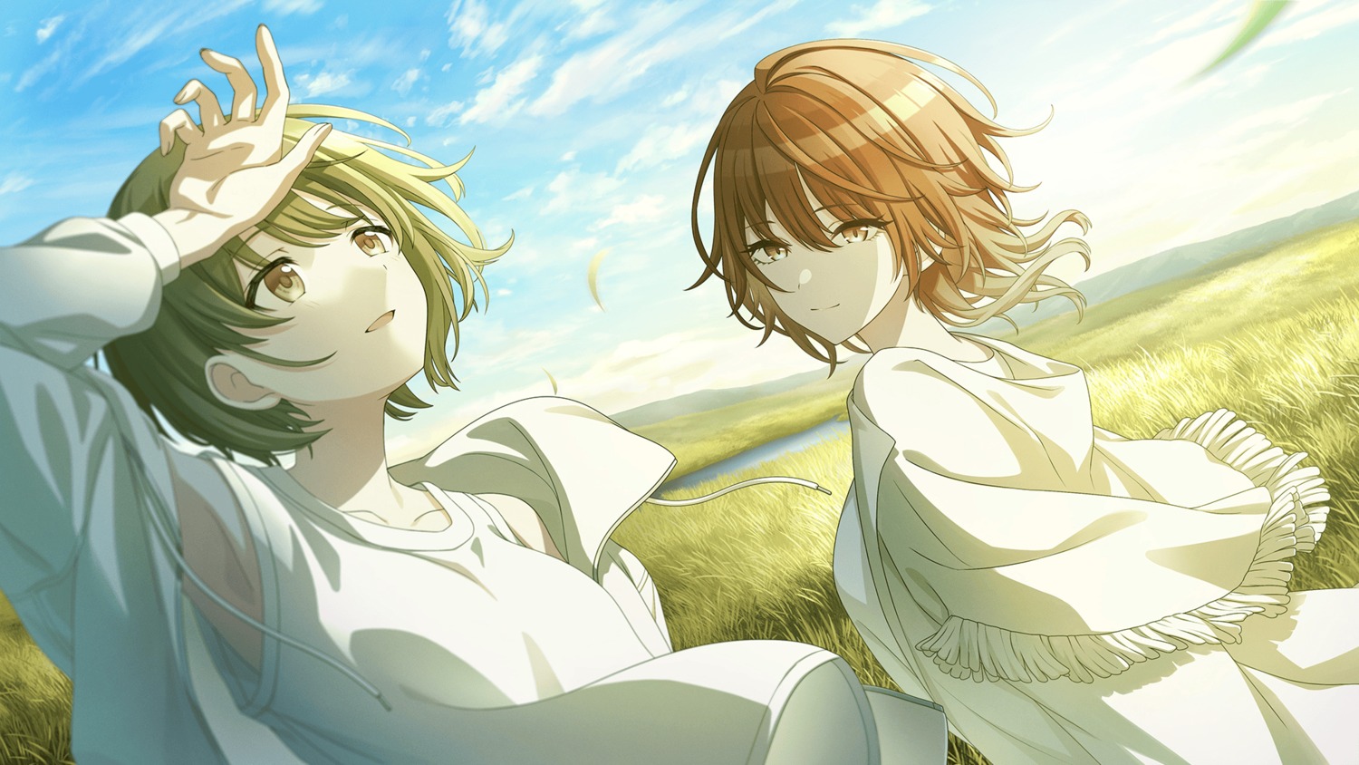 aketa_mikoto, im@ssc_kaihatsu_team, nanakusa_nichika, shirt_lift, the_idolm@ster, the_idolm@ster_shiny_colors, wallpaper