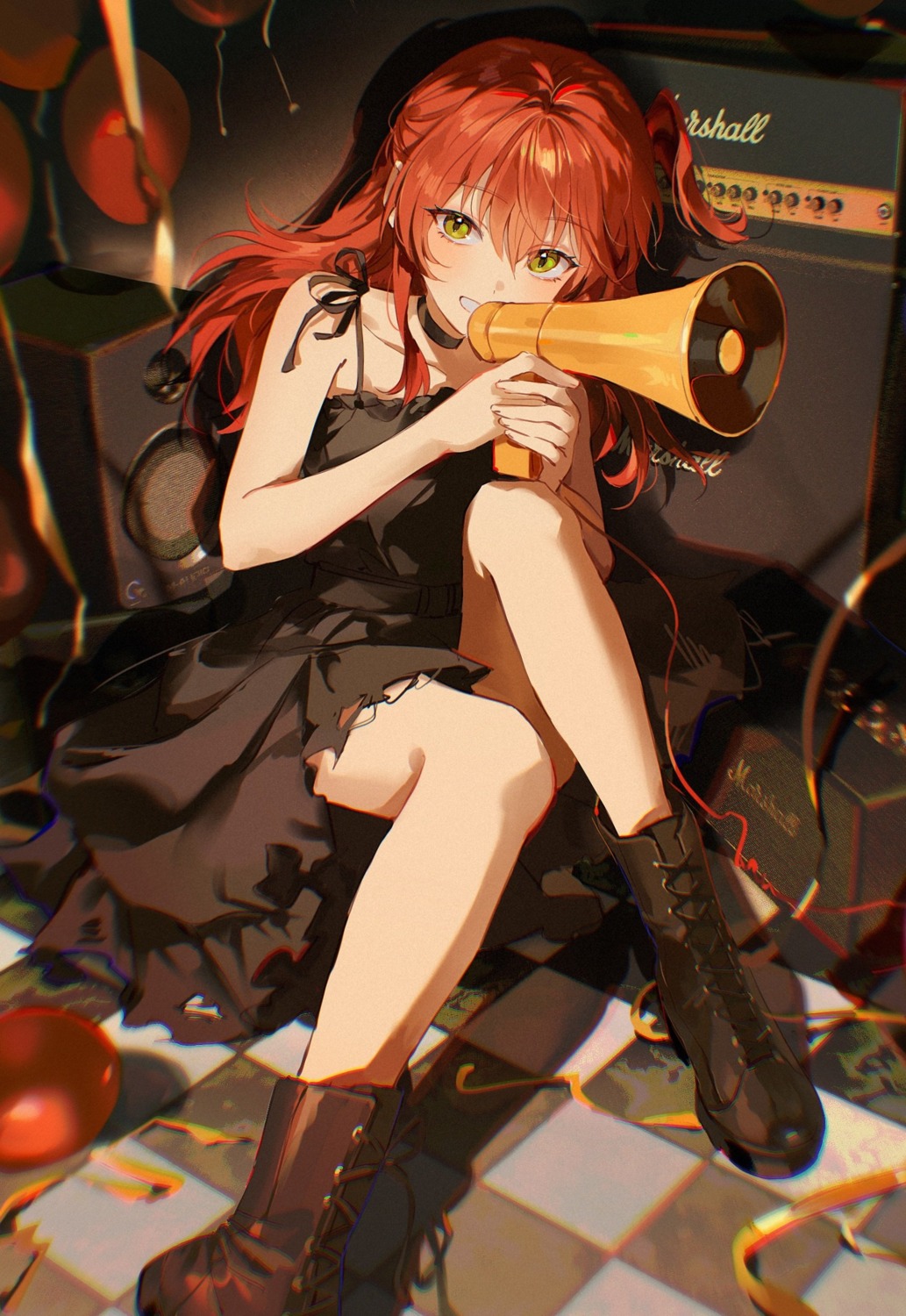 bocchi_the_rock!, dress, kita_ikuyo, pong_(pong_o0), skirt_lift, torn_clothes