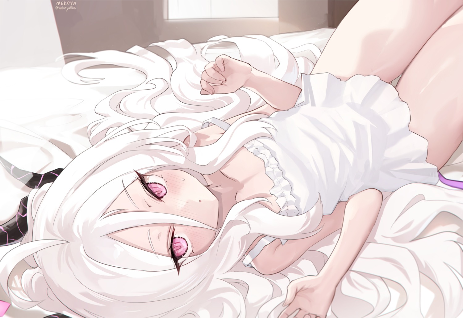 blue_archive, devil, halo, horns, nekoya_(liu), pajama, sorasaki_hina, wings
