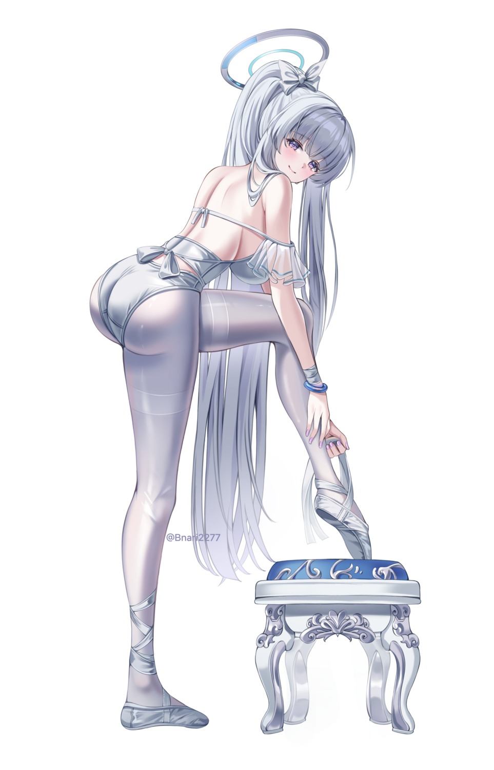 ass, blue_archive, bnari, halo, no_bra, pantyhose, see_through, ushio_noa